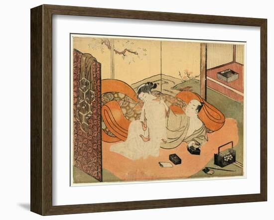 Futon No Naka No Yujo to Kyaku-Suzuki Harunobu-Framed Giclee Print