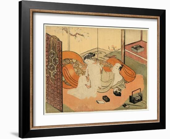 Futon No Naka No Yujo to Kyaku-Suzuki Harunobu-Framed Giclee Print