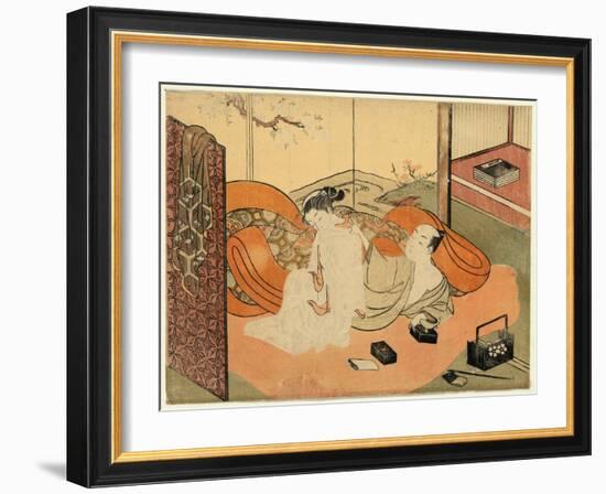 Futon No Naka No Yujo to Kyaku-Suzuki Harunobu-Framed Giclee Print