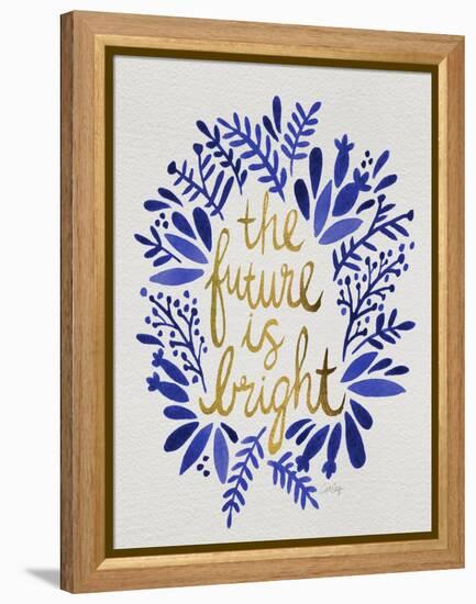 Future is Bright - Navy and Gold-Cat Coquillette-Framed Stretched Canvas