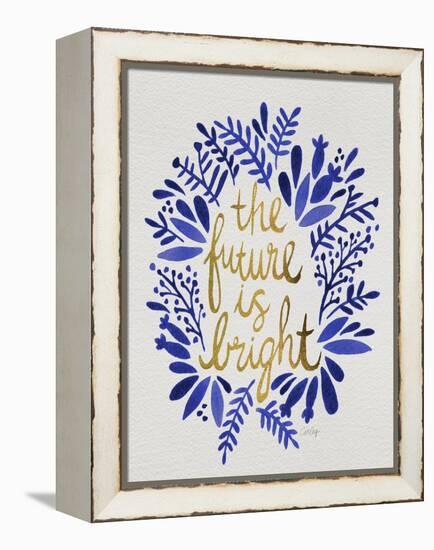 Future is Bright - Navy and Gold-Cat Coquillette-Framed Stretched Canvas