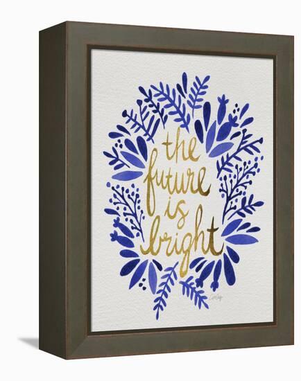 Future is Bright - Navy and Gold-Cat Coquillette-Framed Stretched Canvas