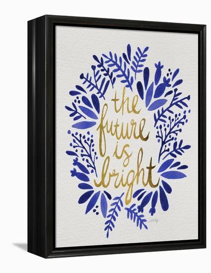 Future is Bright - Navy and Gold-Cat Coquillette-Framed Stretched Canvas