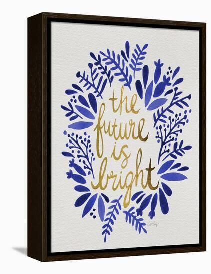 Future is Bright - Navy and Gold-Cat Coquillette-Framed Stretched Canvas