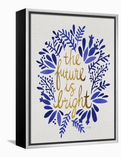 Future is Bright - Navy and Gold-Cat Coquillette-Framed Stretched Canvas