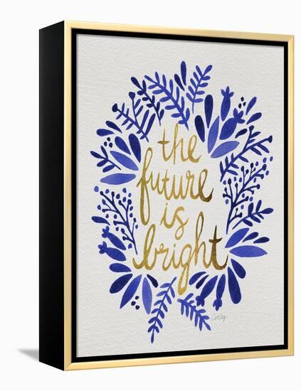 Future is Bright - Navy and Gold-Cat Coquillette-Framed Stretched Canvas