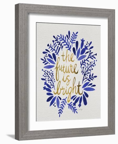 Future is Bright - Navy and Gold-Cat Coquillette-Framed Art Print