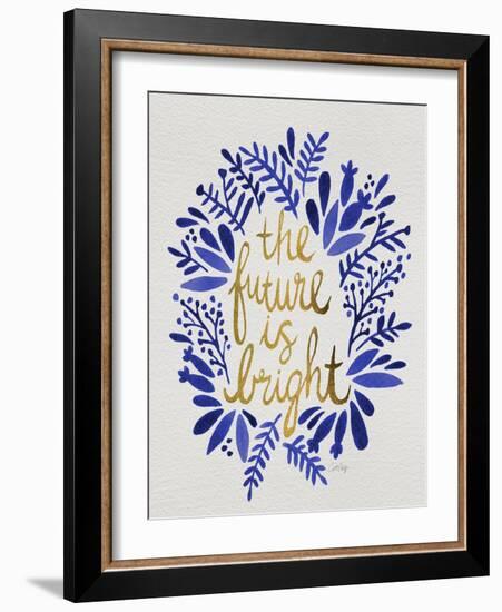 Future is Bright - Navy and Gold-Cat Coquillette-Framed Art Print