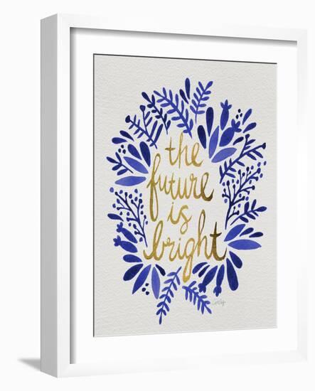 Future is Bright - Navy and Gold-Cat Coquillette-Framed Art Print