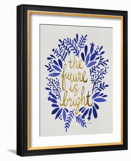 Future is Bright - Navy and Gold-Cat Coquillette-Framed Art Print