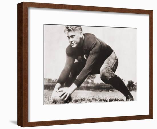 Future President Gerald Ford at Football Practice at University of Michigan, Ca. 1933-null-Framed Photo