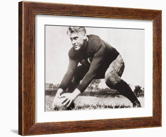 Future President Gerald Ford at Football Practice at University of Michigan, Ca. 1933-null-Framed Photo