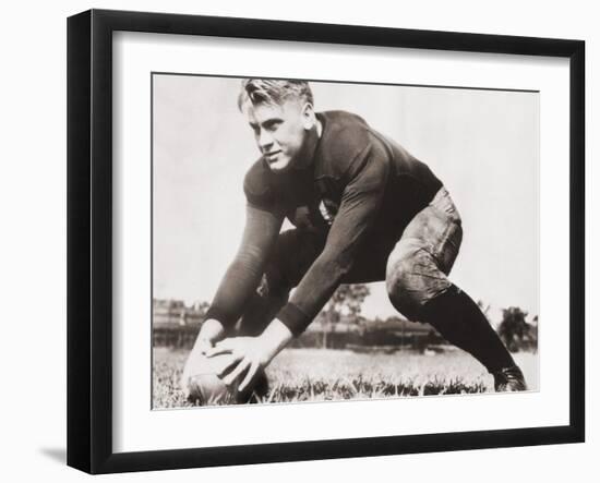 Future President Gerald Ford at Football Practice at University of Michigan, Ca. 1933-null-Framed Photo