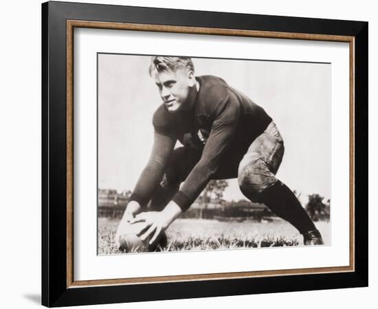 Future President Gerald Ford at Football Practice at University of Michigan, Ca. 1933-null-Framed Photo