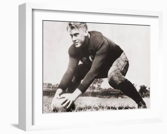 Future President Gerald Ford at Football Practice at University of Michigan, Ca. 1933-null-Framed Photo