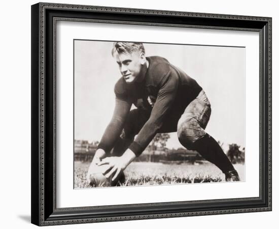 Future President Gerald Ford at Football Practice at University of Michigan, Ca. 1933-null-Framed Photo