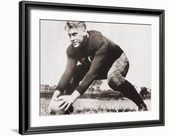 Future President Gerald Ford at Football Practice at University of Michigan, Ca. 1933-null-Framed Photo