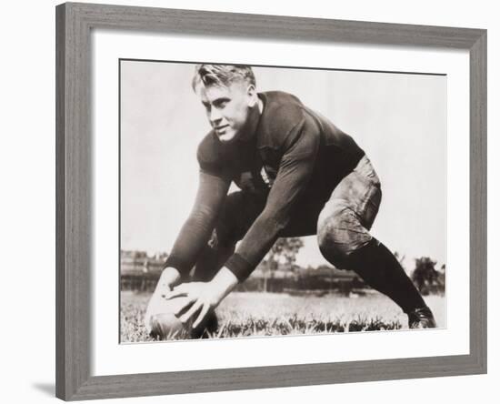 Future President Gerald Ford at Football Practice at University of Michigan, Ca. 1933-null-Framed Photo