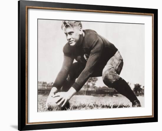 Future President Gerald Ford at Football Practice at University of Michigan, Ca. 1933-null-Framed Photo