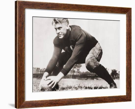Future President Gerald Ford at Football Practice at University of Michigan, Ca. 1933-null-Framed Photo
