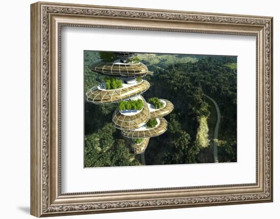 Future Tree Tower in Forest-null-Framed Art Print