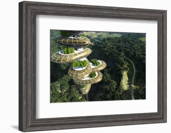 Future Tree Tower in Forest-null-Framed Art Print