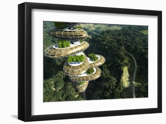 Future Tree Tower in Forest-null-Framed Art Print