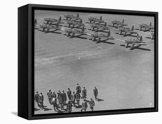 Future Us Army Fliers Heading For Their Ryan Training Planes at Air Training Base-George Strock-Framed Premier Image Canvas