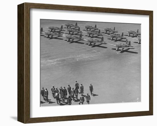 Future Us Army Fliers Heading For Their Ryan Training Planes at Air Training Base-George Strock-Framed Photographic Print