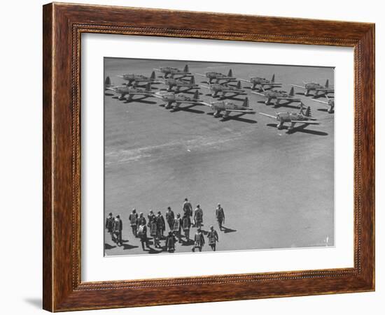 Future Us Army Fliers Heading For Their Ryan Training Planes at Air Training Base-George Strock-Framed Photographic Print