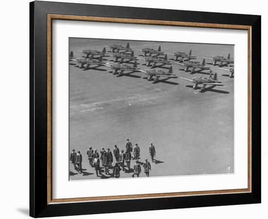 Future Us Army Fliers Heading For Their Ryan Training Planes at Air Training Base-George Strock-Framed Photographic Print