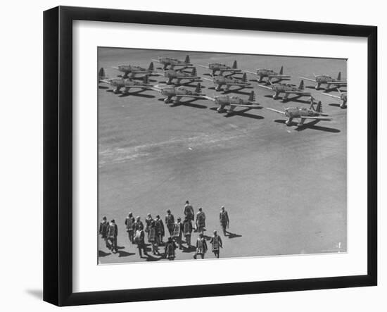 Future Us Army Fliers Heading For Their Ryan Training Planes at Air Training Base-George Strock-Framed Photographic Print