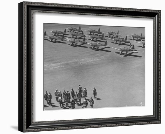 Future Us Army Fliers Heading For Their Ryan Training Planes at Air Training Base-George Strock-Framed Photographic Print