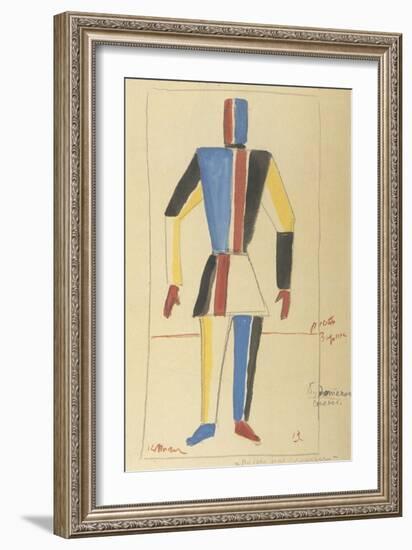 Futurist Strongman, Costume Design for the Opera Victory over the Sun after A. Kruchenykh-Kasimir Severinovich Malevich-Framed Giclee Print