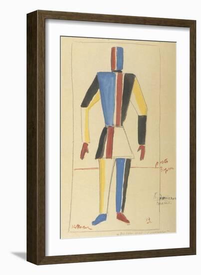 Futurist Strongman, Costume Design for the Opera Victory over the Sun after A. Kruchenykh-Kasimir Severinovich Malevich-Framed Giclee Print