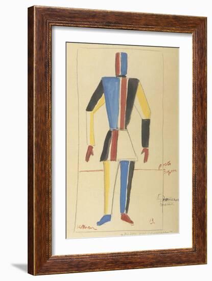 Futurist Strongman, Costume Design for the Opera Victory over the Sun after A. Kruchenykh-Kasimir Severinovich Malevich-Framed Giclee Print