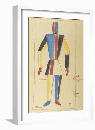 Futurist Strongman, Costume Design for the Opera Victory over the Sun after A. Kruchenykh-Kasimir Severinovich Malevich-Framed Giclee Print