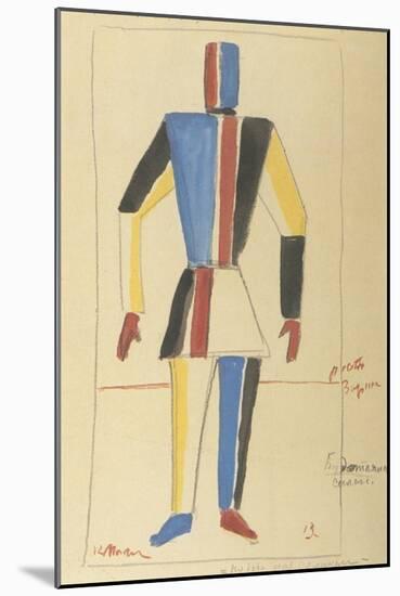 Futurist Strongman, Costume Design for the Opera Victory over the Sun after A. Kruchenykh-Kasimir Severinovich Malevich-Mounted Giclee Print