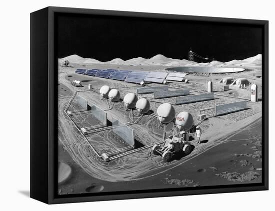Futurist Vision of a Lunar Observatory with a Radio Telescope Built into the Lunar Surface, 1988-null-Framed Stretched Canvas