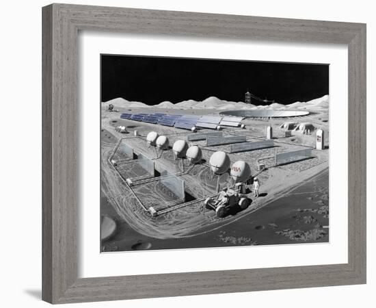 Futurist Vision of a Lunar Observatory with a Radio Telescope Built into the Lunar Surface, 1988-null-Framed Photo