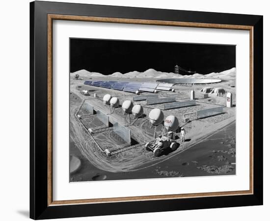 Futurist Vision of a Lunar Observatory with a Radio Telescope Built into the Lunar Surface, 1988-null-Framed Photo