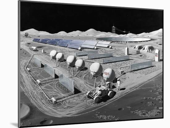 Futurist Vision of a Lunar Observatory with a Radio Telescope Built into the Lunar Surface, 1988-null-Mounted Photo