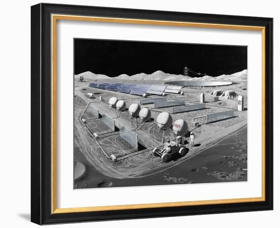 Futurist Vision of a Lunar Observatory with a Radio Telescope Built into the Lunar Surface, 1988-null-Framed Photo