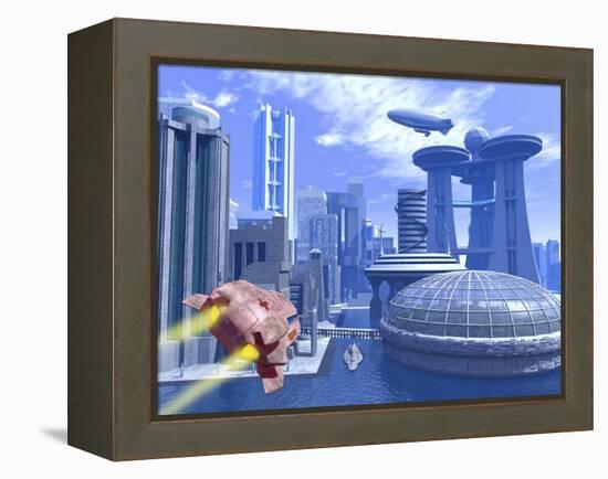 Futuristic City, Artwork-Roger Harris-Framed Premier Image Canvas