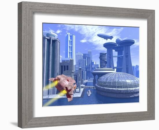 Futuristic City, Artwork-Roger Harris-Framed Photographic Print