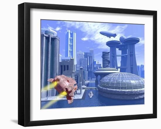 Futuristic City, Artwork-Roger Harris-Framed Photographic Print