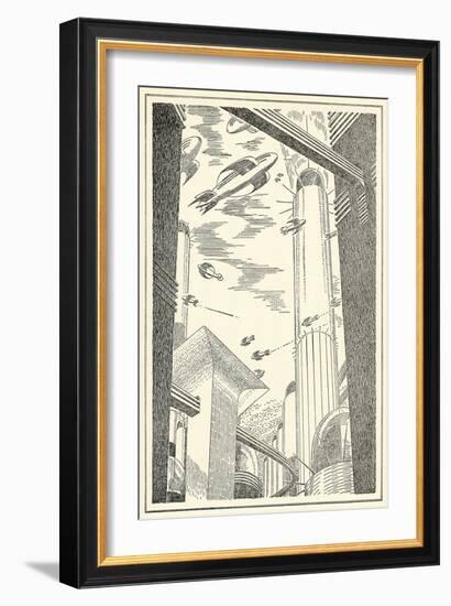 Futuristic City-null-Framed Premium Giclee Print