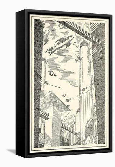 Futuristic City-null-Framed Stretched Canvas