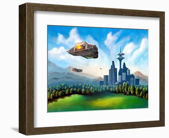 Futuristic City-Thufir-Framed Art Print