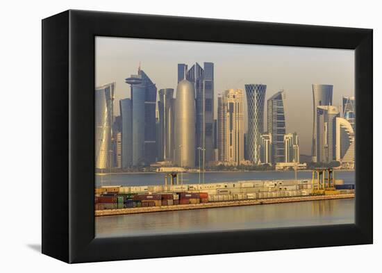 Futuristic Doha City Skyline and Container Port, Doha, Qatar, Middle East-Eleanor Scriven-Framed Premier Image Canvas